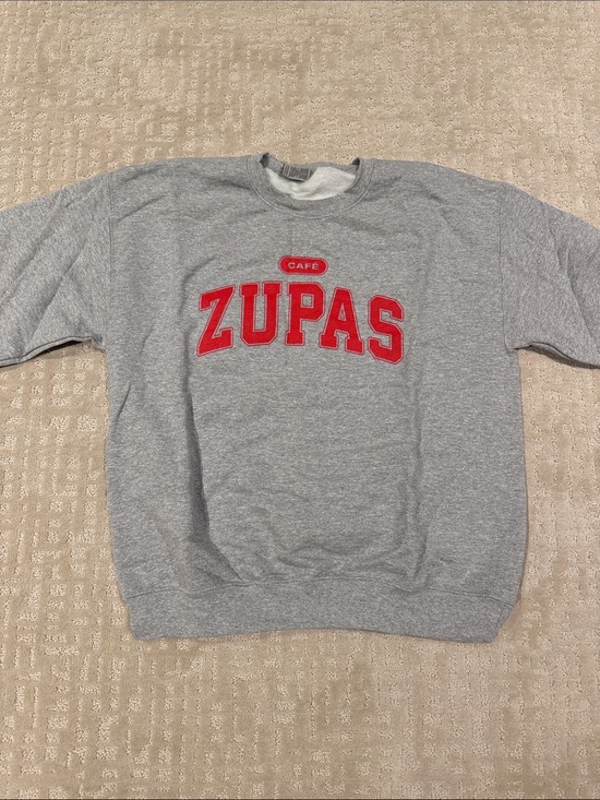 Sweaters - ZUPAS Cafe Grey Crewneck Sweatshirt with Red Logo